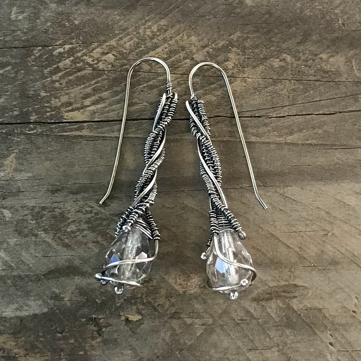 silver twig earrings