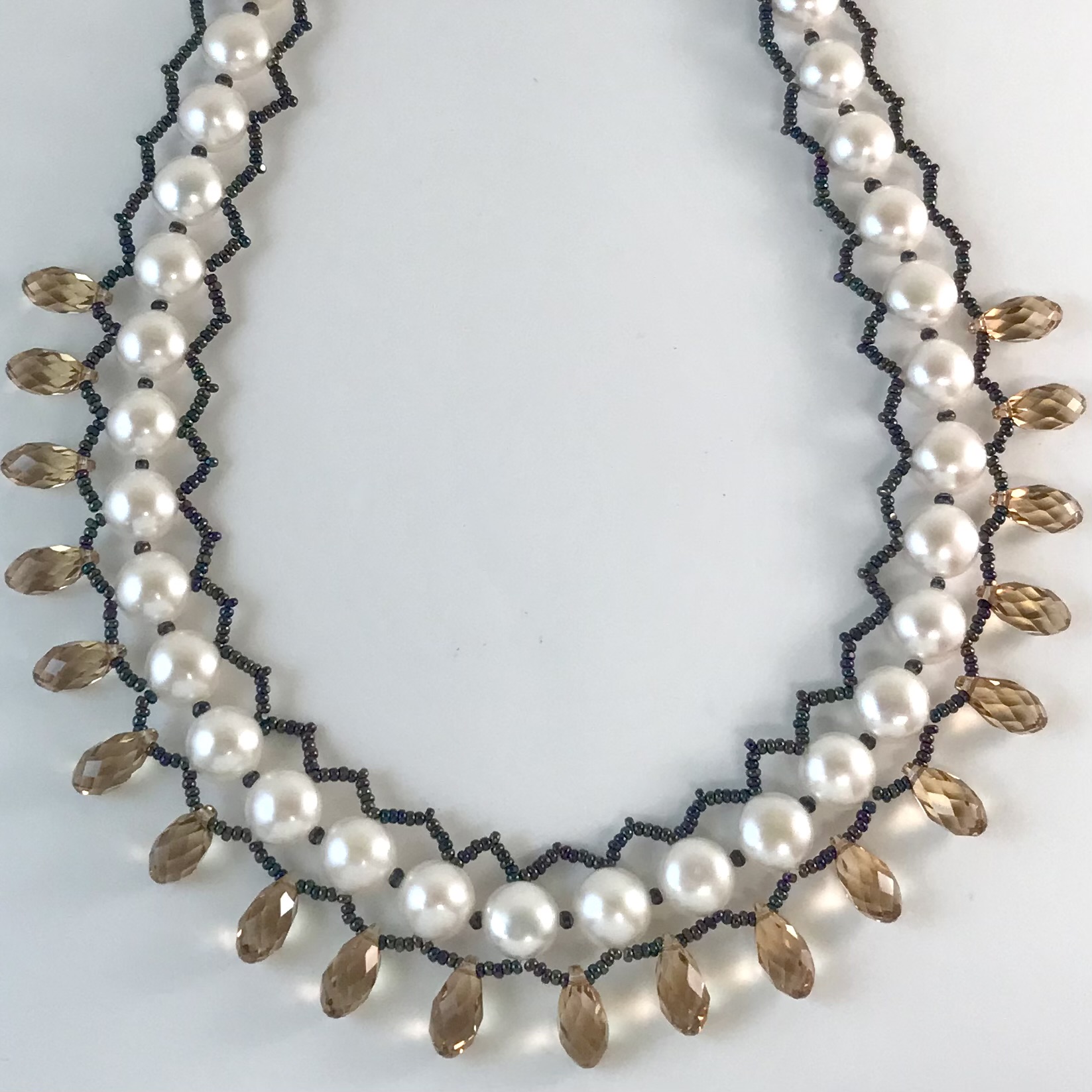 freshwater pearl and drops necklace