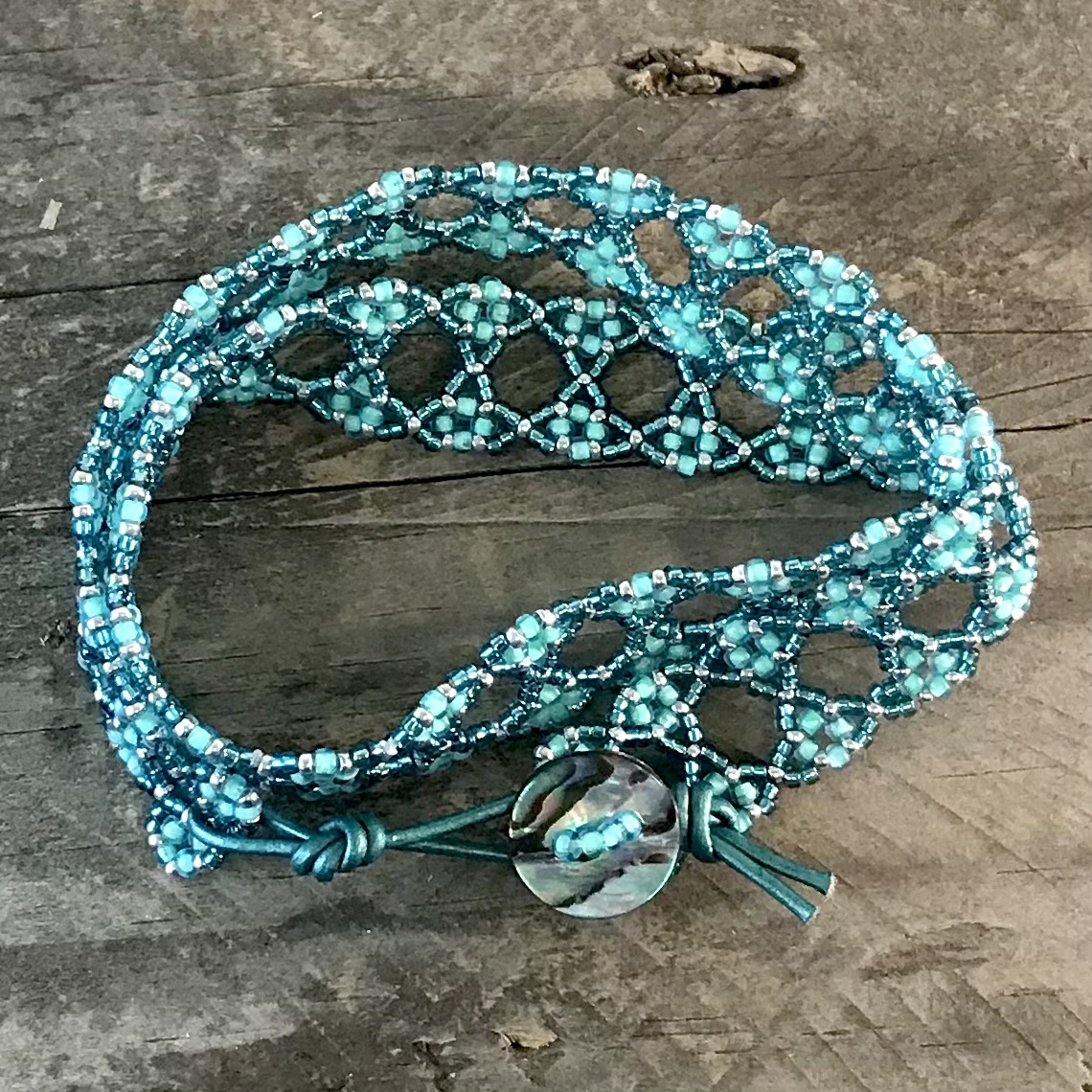 lacy right angle weave wrap bracelet